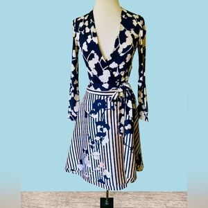 DVF Floral Wrap Dress with Stripes